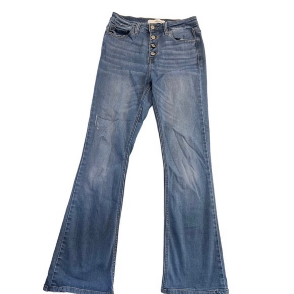 KanCan Jeans Flare Estilo Button Fly Flare Slight Distressed Jeans Size‎ 7/27